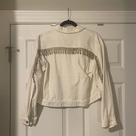 Superdown Raya White Rhinestone Fringe Jacket, size Medium. - Picture 4 of 7